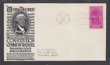 US Planty 854-38 FDC. 1939 3c Washington's Inauguration, Anderson cachet, F-VF