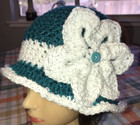 TEAL BLUE Sparkly Fall WINTER CLOCHE BEANIE FLAPPER HAT HAND CROCHET new — photo 3