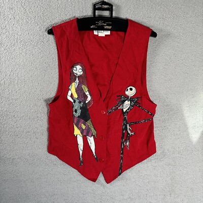 Vintage Rampage 3 Button Vest Women s Size Medium Red Nightmare Before Christmas