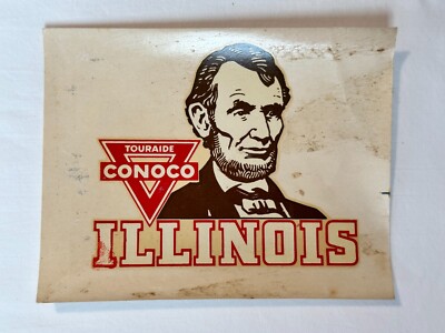 Vintage ILLINOIS Conoco Oil Touraide Water Slide Transfer