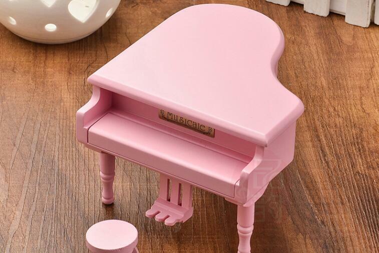 Wood Pink Piano Music Box Wind Up 50 Tunes Option Party Present Gift ...