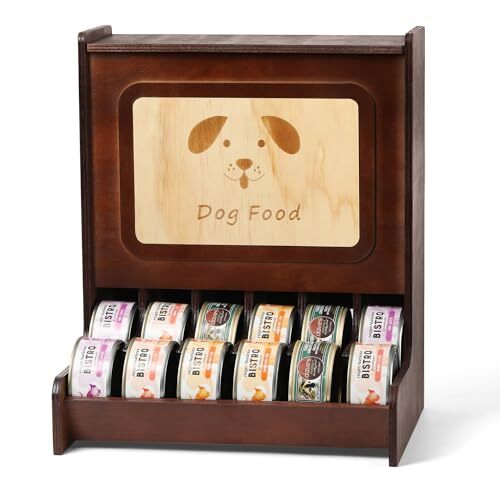 Canned Dog Food Organizer for 5.1/5.5 oz Cans,Dog Can Walnut,Dog Face 5