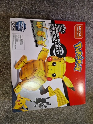 Mega Construx Pokemon Jumbo Pikachu 825 Stück 13'' 3 Posen Brandneu Sealed