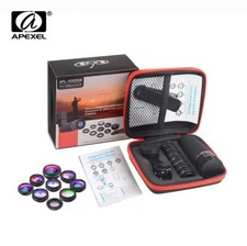 APEXEL 10 in 1 phone Camera Lens Kit Fish Eye Wide Macro Star Filter CPL Lenses