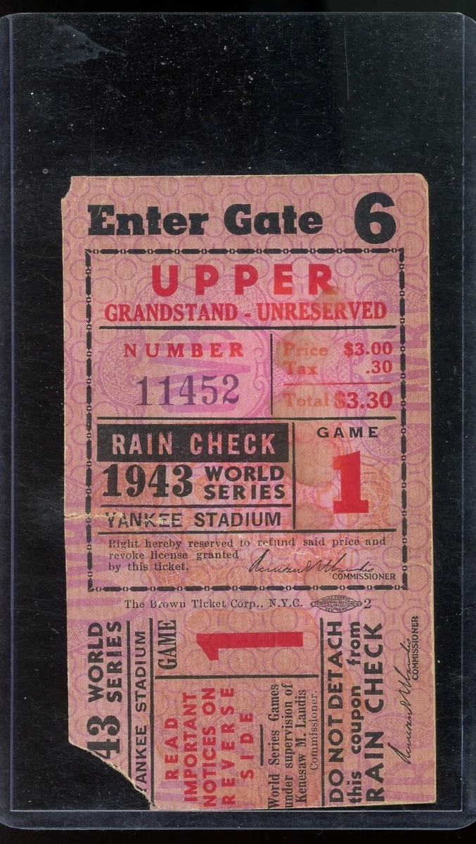 1943 Year Vintage Sports Ticket Stubs for sale | eBay