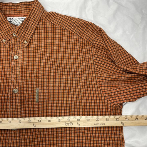 Columbia Sportswear Shirt Long Slv Button Up Orange Plaid 100% Cotton Mens Sz. M - Picture 3 of 6