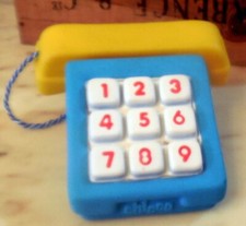 VINTAGE giocattolo PUPAZZO GOMMA TELEFONO CHICCO italy 1970s 