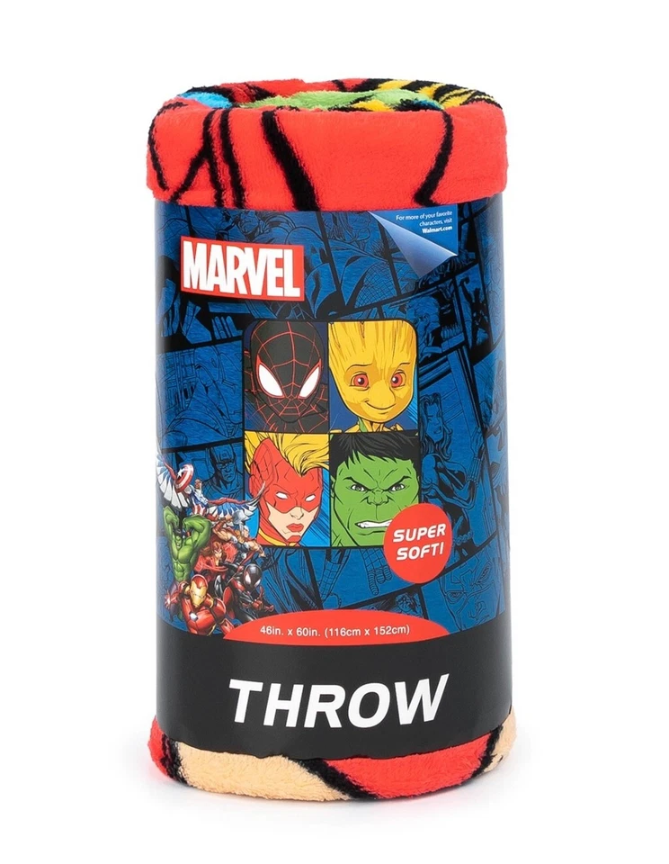 Marvel Avengers детский 46 дюймов x 60 дюймов супермягкий плюшевый плед новый с Ярлыками - Изображение 3 из 4