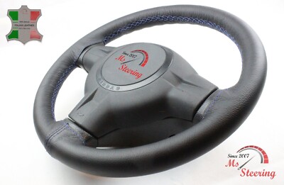 FUR JAGUAR X TYPE 02-08 SCHWARZ LEDER-LENKRADABDECKUNG, NAVY BLAU 2 STIT