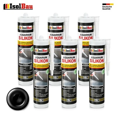 Aquarium Silikon Schwarz 6 x 300ml Glassilikon Aquarium Kleber Terrarium Glass