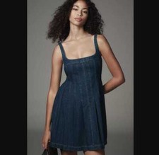 New 4 Reformation x Anthropologie Violet denim mini dress