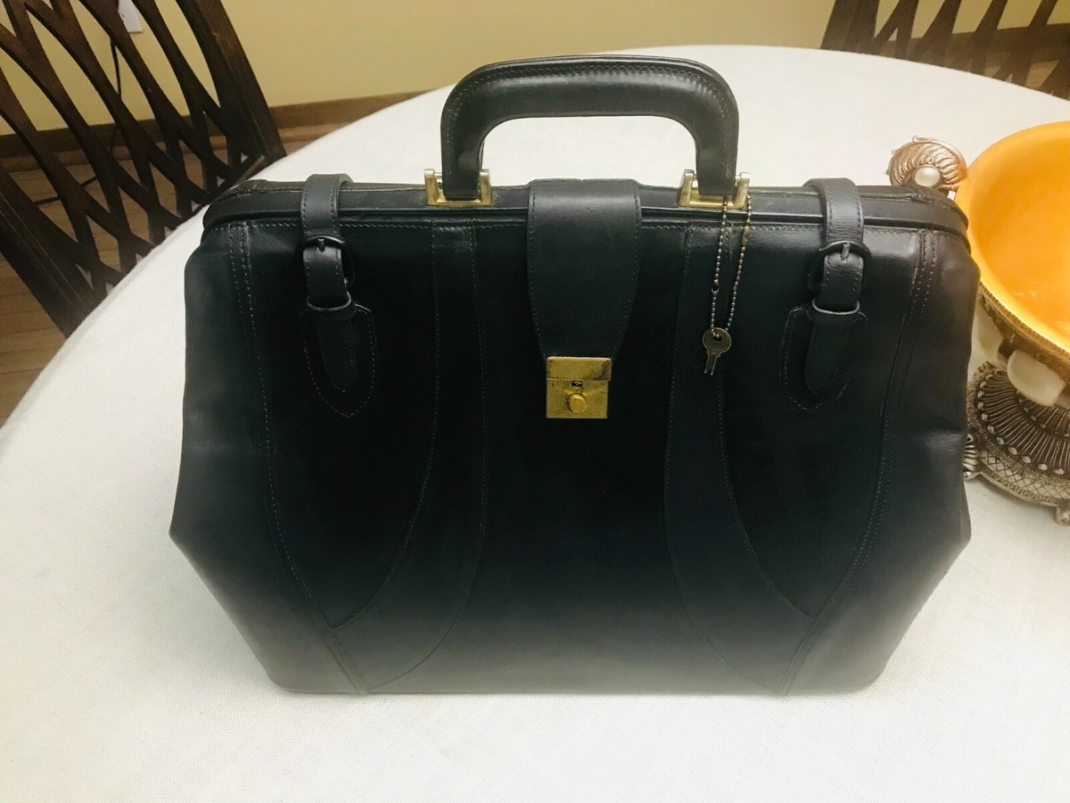 TWEEDS 1980s Heavy Leather Gladstone Doctor Travel Bag