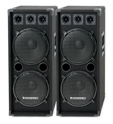 MCGREY Coppia 2x 12" (30cm) DJ PA Colonne Altoparlanti Disco Stand Casse Subwoofer 2000W