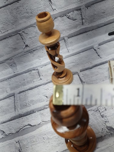 Genuine Olive Wood carved decorative display Candle stick holders set of 2 - Picture 11 of 11