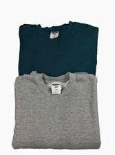 Jerzees 2 Sweatshirts Large Gray and Green Crewneck Raglan Made in USA 90s Vtg