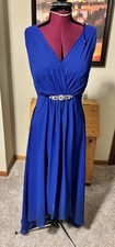 Eliza J Royal Blue Sleeveless V-Neck Gown Wedding Mother of the Bride Size 8