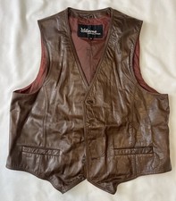 Wilsons Leather Vest Mens Size 46 Brown 5-Button Lined Western Motorcycle Korea