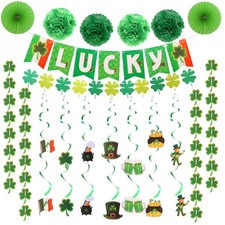 St. Patrick's Day Decorations Kit, Hanging Swirls, Banner, Shamrock Green