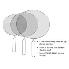 Set of 3 Splatter Screens Splash Guards Grease Catcher Stove Saver 3 Sizes