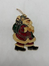 Vintage Stained Glass Sun Catcher Santa Claus Holiday Christmas Ornament 6"