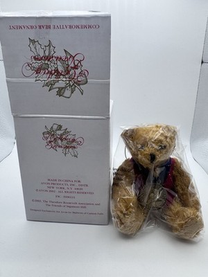 Avon Teddy Roosevelt Bear Commemorative 1902 - 2002 Plush Christmas Ornament NIB