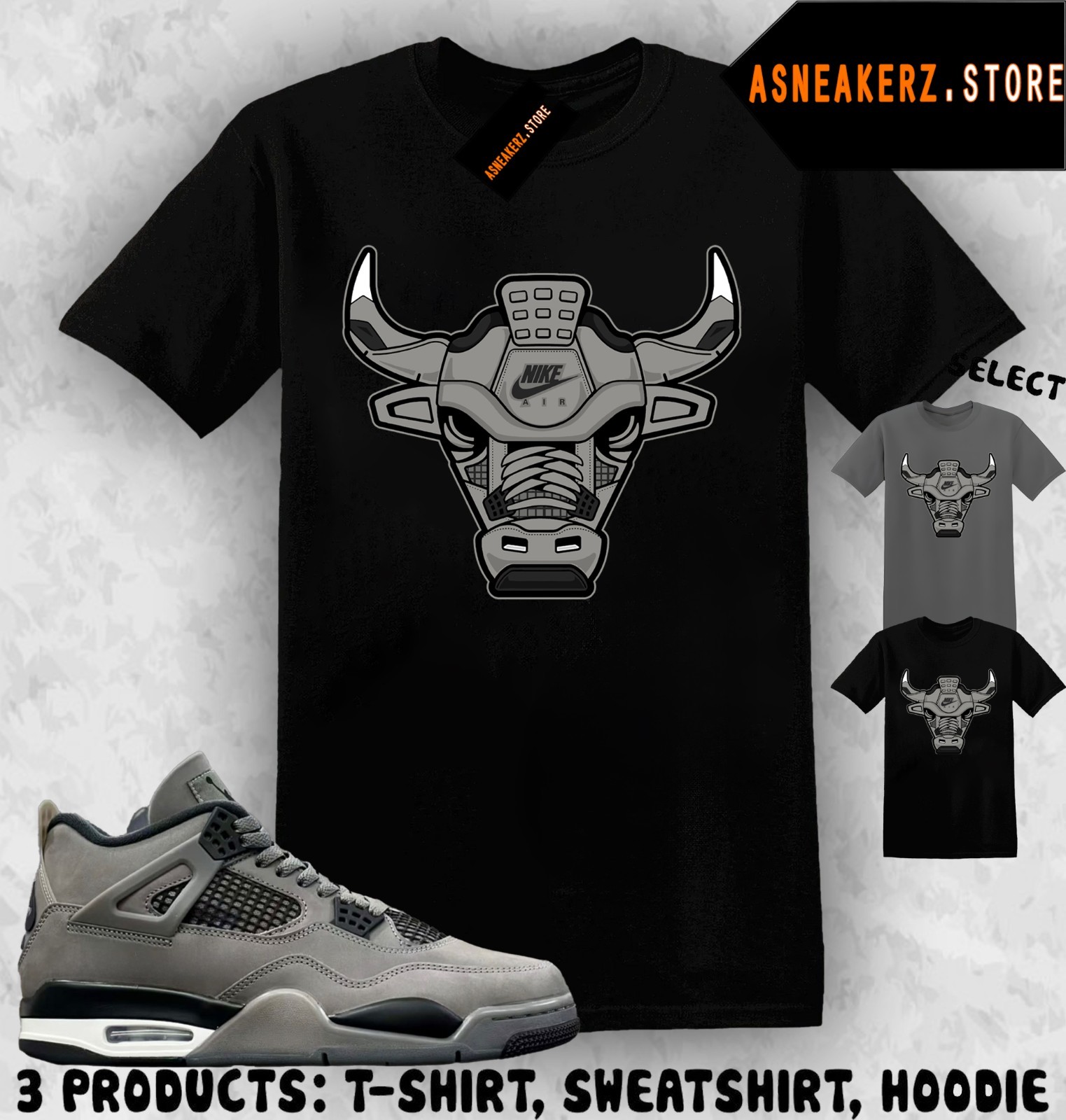Shirt Matching AJ 4 Cave Stone 2025 Match Sneaker Sneakerhead Bulls 23 T-Shirt