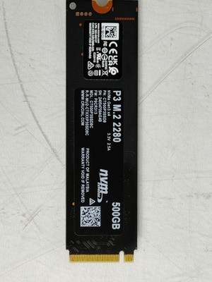 Crucial P3 CT500P3SSD8 500 GB PCIe Gen3  80mm Solid State Drive