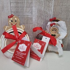Holiday Time Gingerbread Measuring Spoons & Cups Kitchen Gift Set Ceramic New