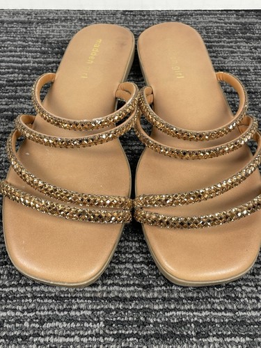 Madden Girl Tabby Strass Slipper Schlappen Sandalen flache Schuhe Damengröße 9,5 - Bild 3 von 8