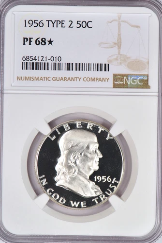 1956 Franklin Half Dollar Proof NGC PF 68 STAR PR68* Frosty Silver Coin 50C
