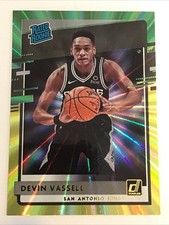 2020-21 Donruss Holo Green and Yellow Laser #206 Devin Vassell Rated Rookie