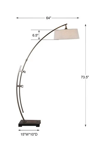 UTTERMOST 28135-1 CALOGERO OXIDIZED BRONZE ADJUSTABLE LARGE STEEL ARC FLOOR LAMP - Picture 3 of 4