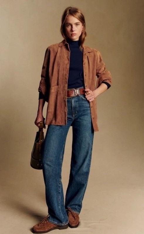 NWT SEZANE Will Jacket in Camel Suede Goat Leather Size XXL 2XL