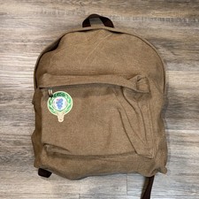 Brown Coffee-Themed Cotton Canvas Backpack w/...