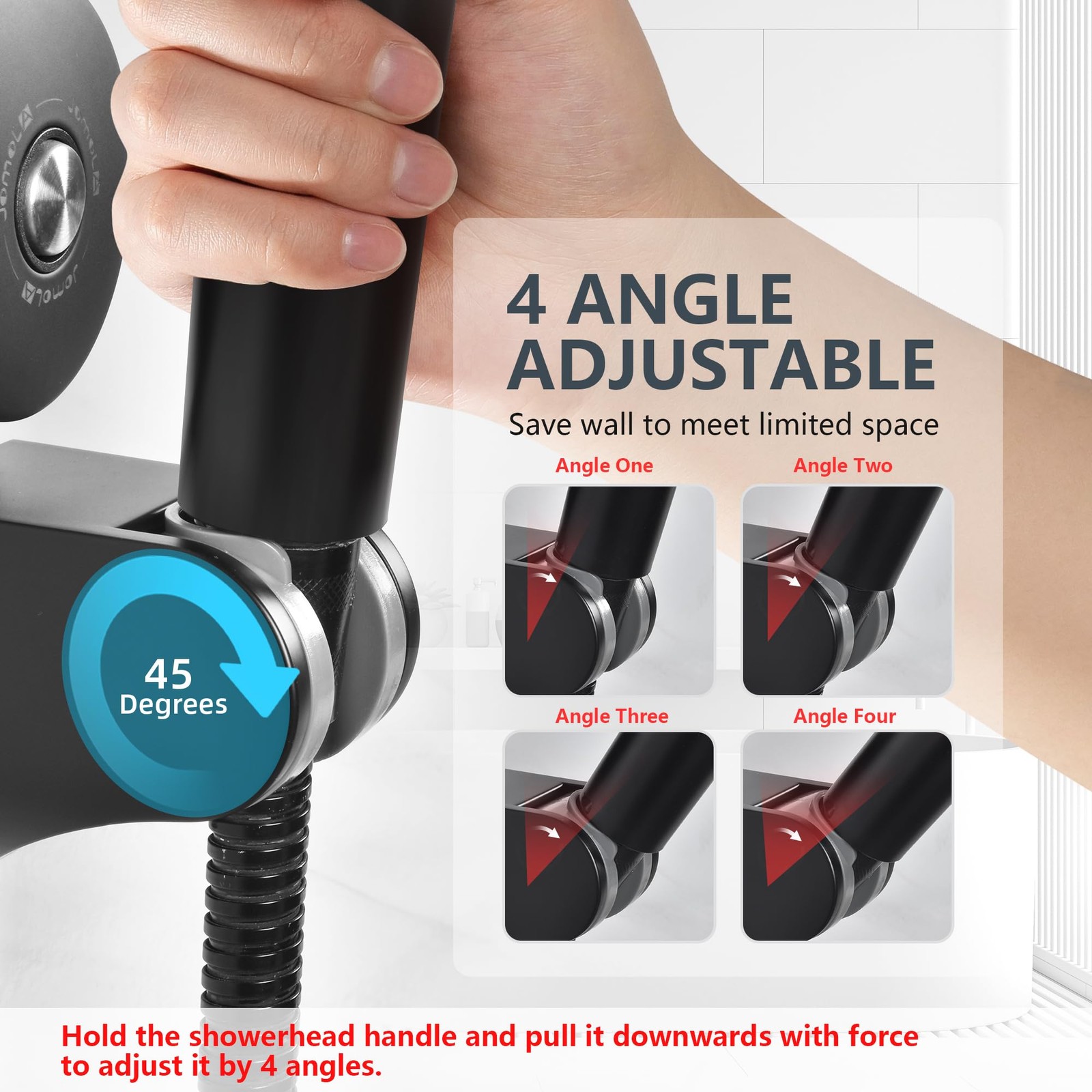 Support de douche mural orientable et étanche fixation forte argent - 3