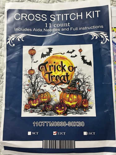Trick Or Treat Cross Stitch Kit Halloween Pumpkins Bats