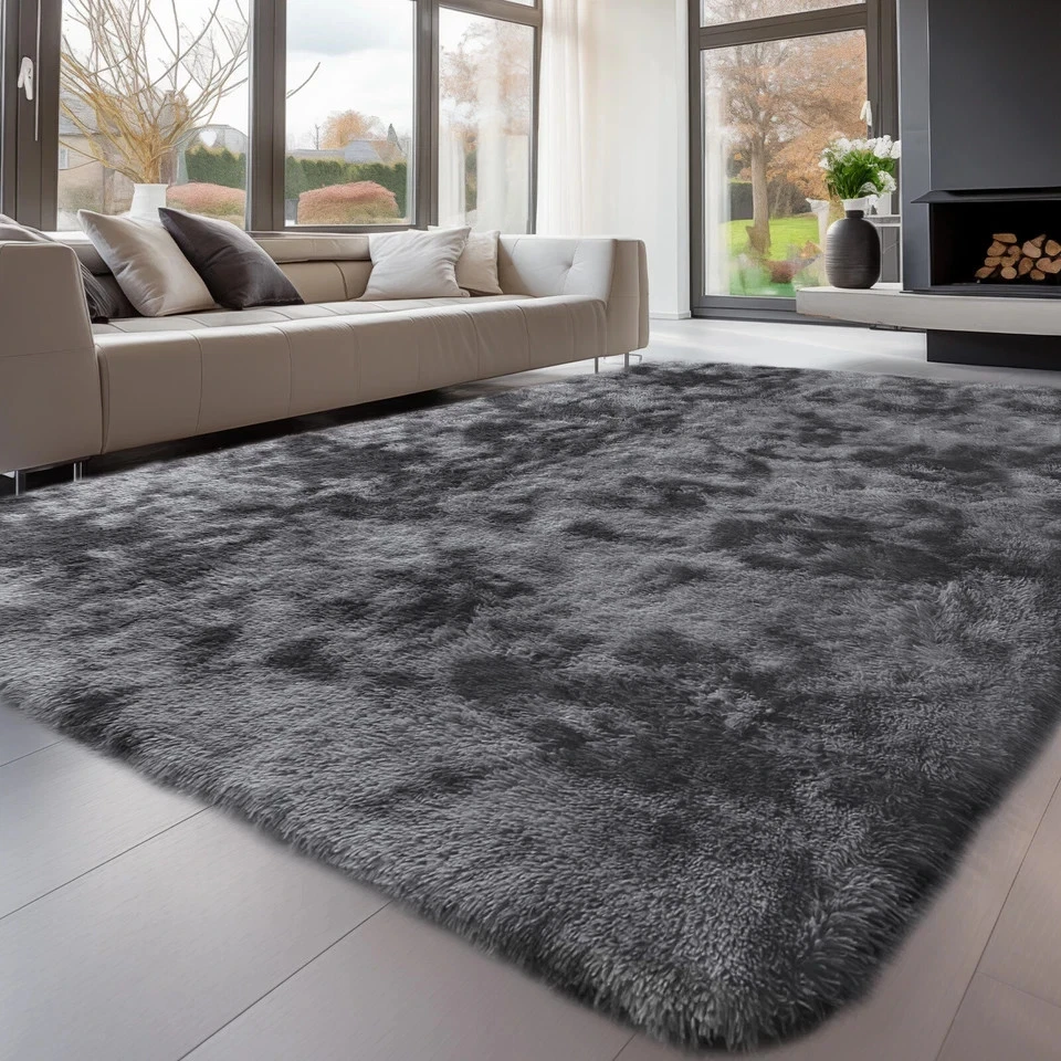 fluffy Rugs Large Shaggy Rug Anti Slip Soft Carpet Floor Mat 5ft 3in X 7ft 7in
