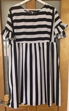 Shein Black & White Vertical Striped Short Dress size XL loose fit summer