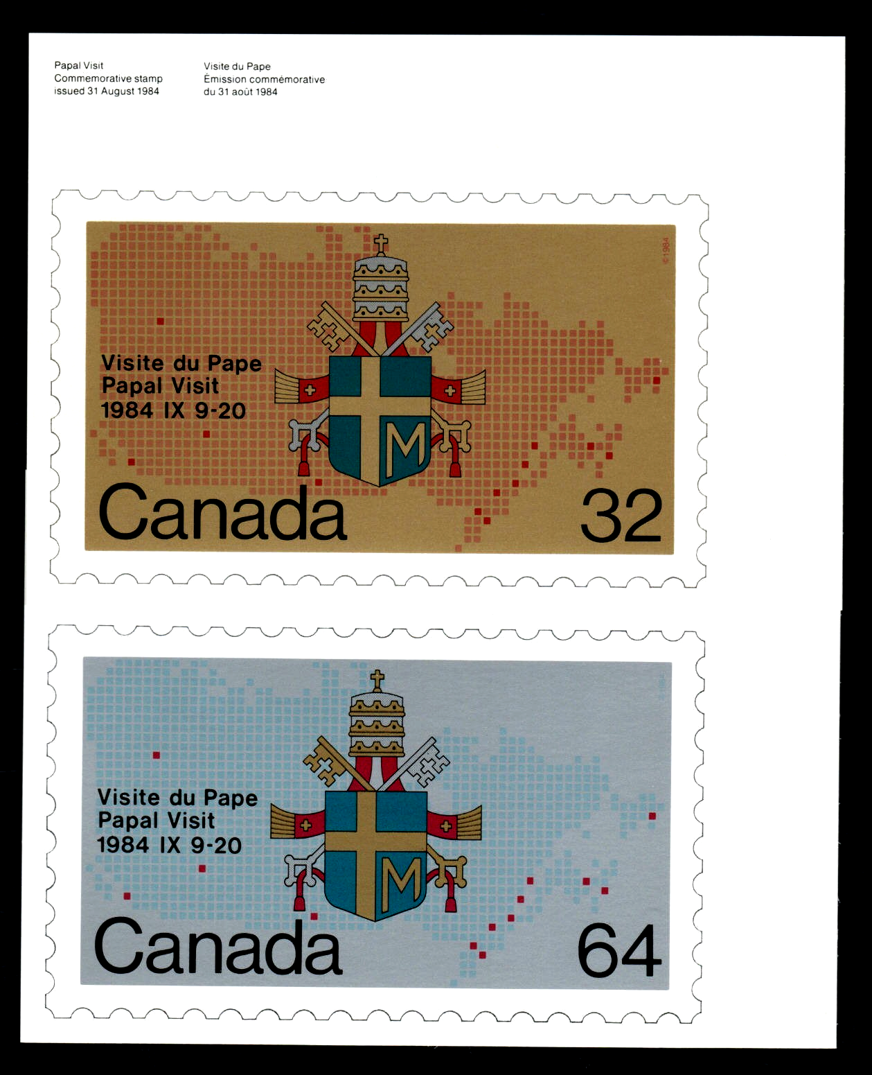 Set of 2 Canada Commemorative Papal Visit Postcards (1984) - pristine ...