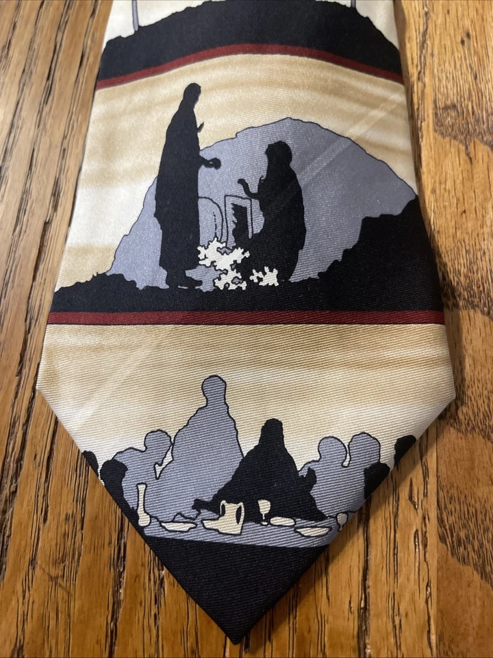 De colección Usado en Excelente Condición Águila Prendas para el Cuello Gráfico Religioso Corbata de Seda Jesús Cruz Xian Religioso Foto 2 de 4