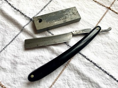 American Knife Co Newark NJ 6  Straight Razor Blk Celluloid Handle & BONUS
