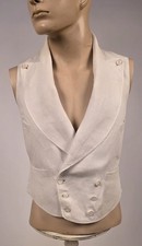ANTIQUE 1850  S MEN  S DOUBLE BREASTED COTTON WAISTCOAT VEST W BUTTON LAPELS