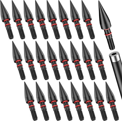 24Pcs Archery Field Points Screw-in Arrow Point 100 Grain 5/16'' Steel Field Tips