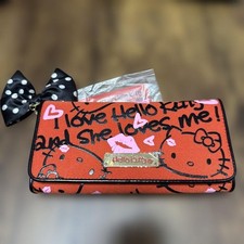 Sanrio Hello Kitty Long Wallet 2009 Retro Kissmark Charm Collectible