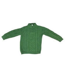 Original Aran co green 100 wool sweater size 9/10 years