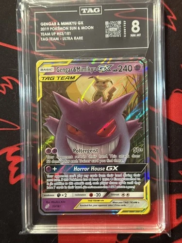 Gengar & Mimikyu GX 53/181 2019 Sun & Moon Team Up TAG 8 CERT#X2681727