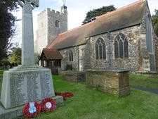 Photo A3 The war memorial and the Church of St Peter and St Paul, Harlin c2016