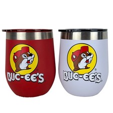 Buc-ees Yukon Outfitters Insulated Tumbler Set 10oz Red & White Beaver Logo 2pc