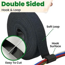 2x5Meter Reusable Fastening Tape Cable Tie Wrap Double-Sided Hook-and-Loop Cable