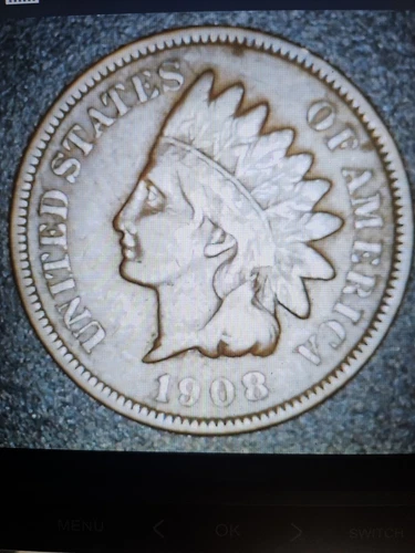 1908 One Cent Indian Head, GREAT  VF cond. With Doubling On Rev Letters.